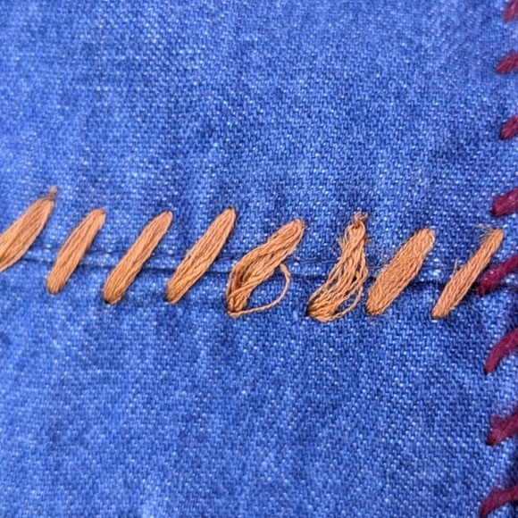 Vintage Together! Vest 90's Denim Cotton Embroidered Floral Cottage Women‎ Large - Picture 6 of 7